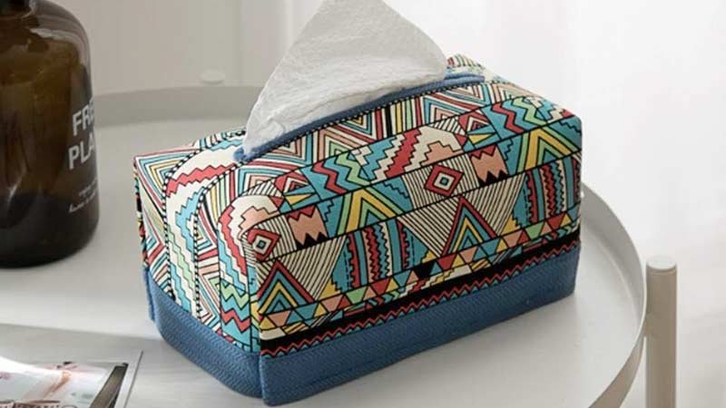 Striped Fabric Tissue Holder
