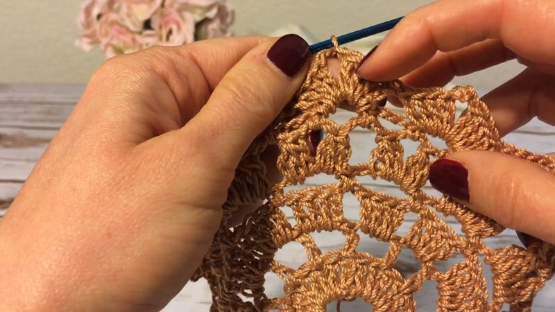 Aunt Lydia's Wisteria Doily Round 7 (Color C- Coral):