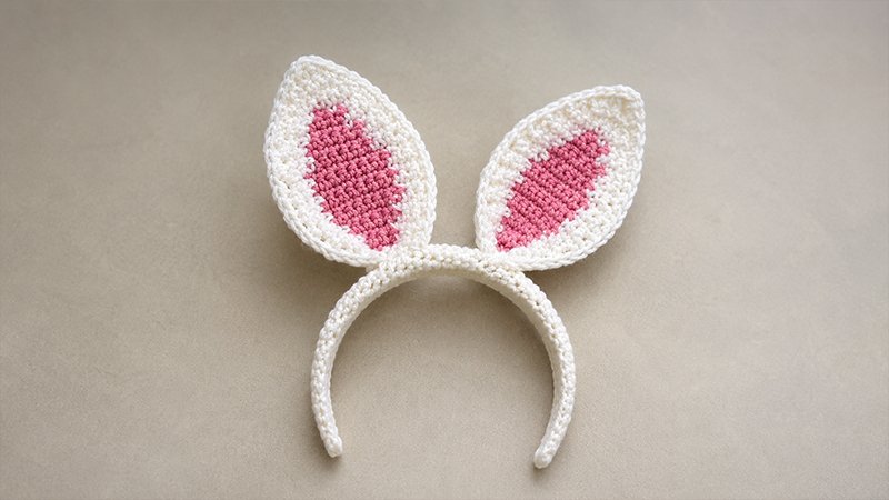 Crochet Bunny Ears Headband with Flowers