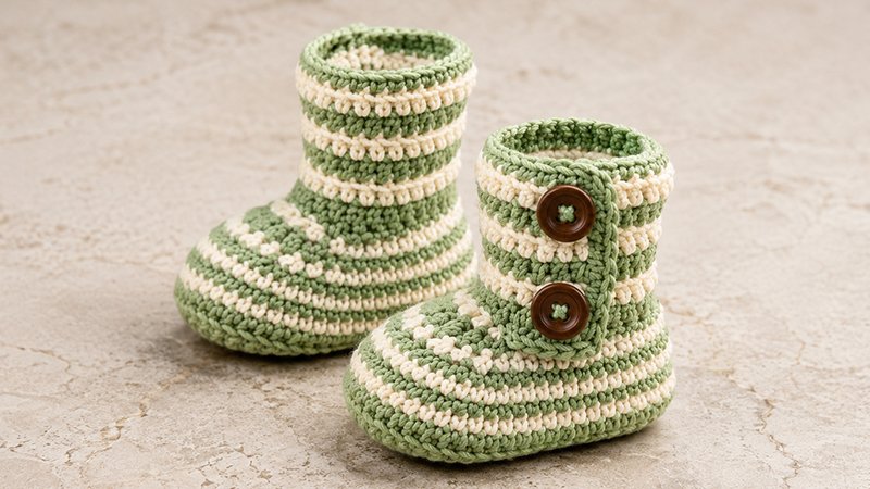 Green Zebra Baby Booties