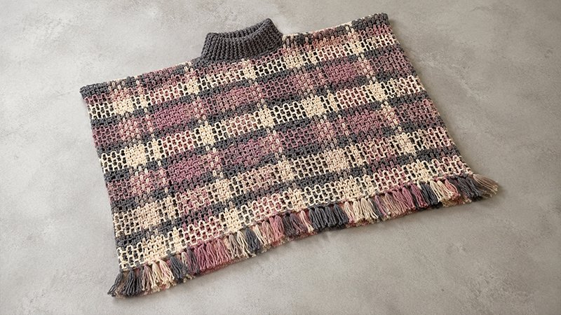 Spring Plaid Crochet Poncho