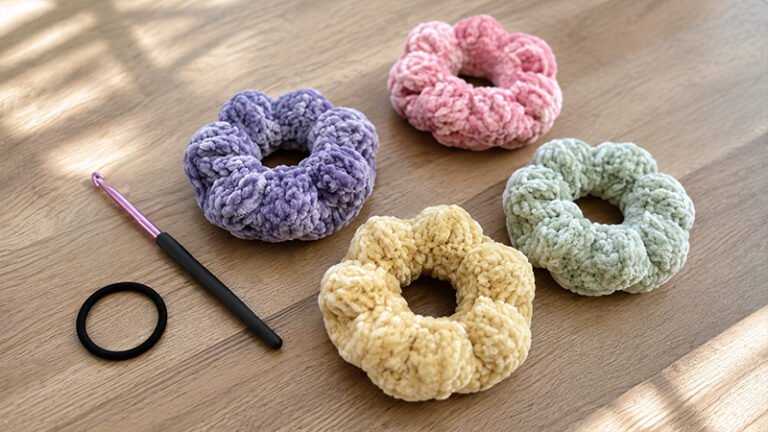 DIY Velvet Crochet Scrunchie