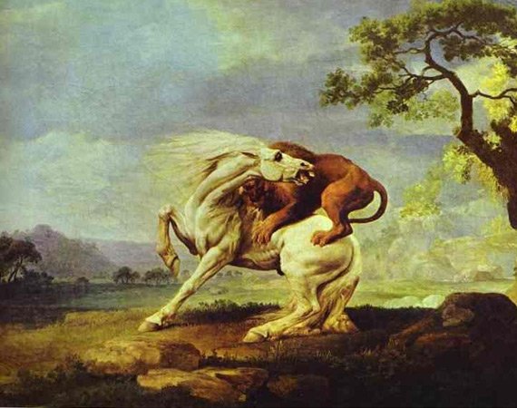 A Lion Attacking a Horse