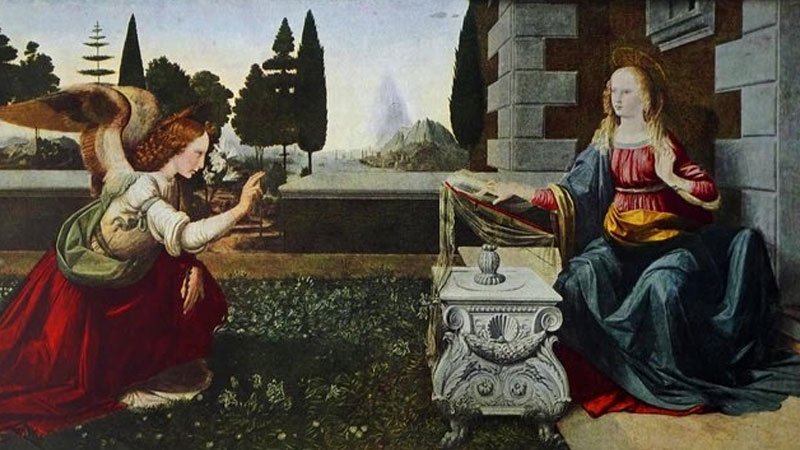 Annunciation – Andrea del Verrocchio and Leonardo da Vinci