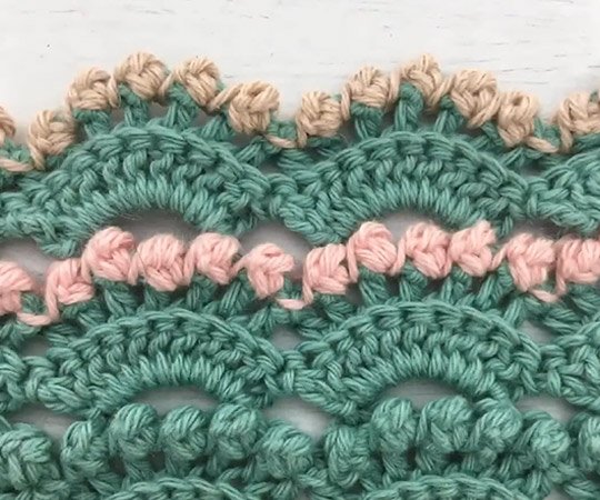 Crochet the Berry Stitch as Edging Finishing Instructions