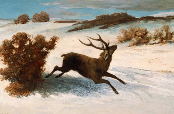 Deer Running in the Snow 