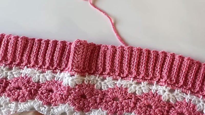 Front Bottom Half Loop Double Crochet Border Finishing Instructions: