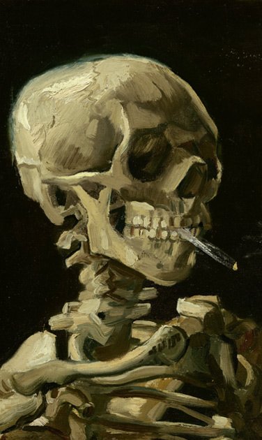 Skull with Burning Cigarette