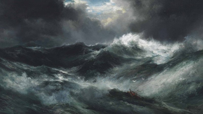 Moonlit Shipwreck at Sea – Thomas Moran