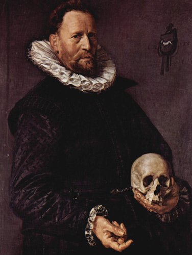 Portrait of a Man Holding a Skull