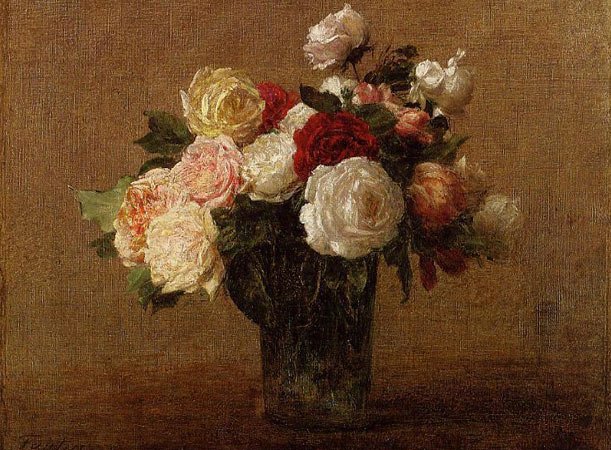 Roses in a Glass Vase – Henri Fantin-Latour