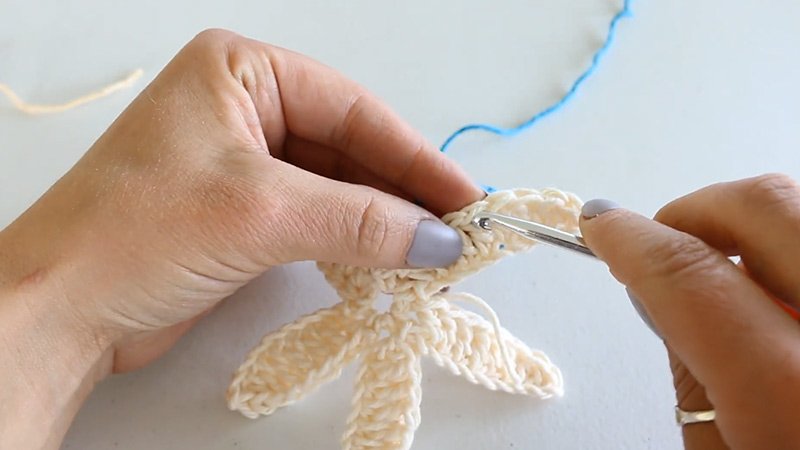 the Starfish Crochet Washcloth Pattern Round 3