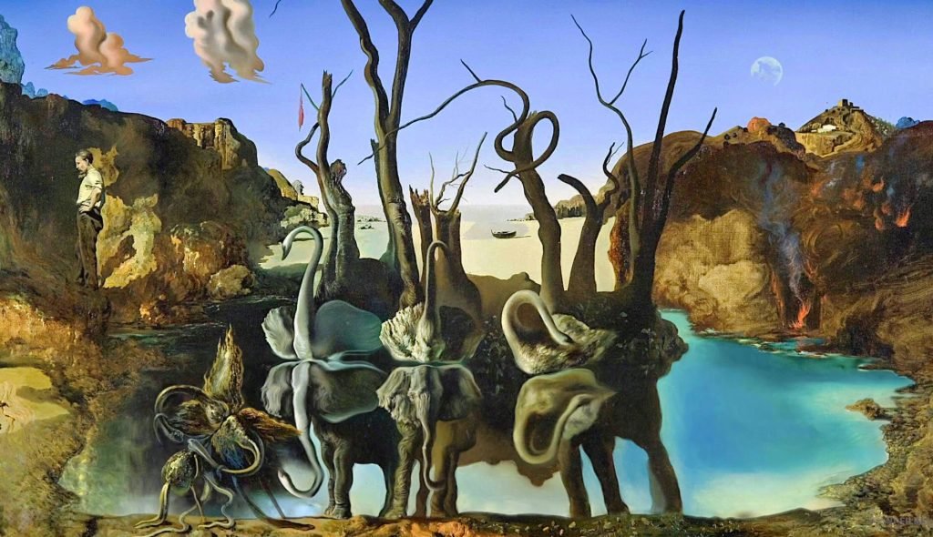 Swans Reflecting Elephants