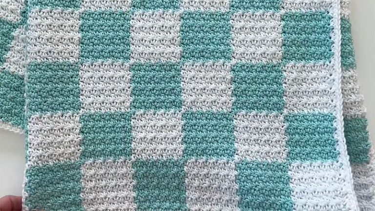Griddle Stitch Multi-Color Gingham Blanket Free Pattern