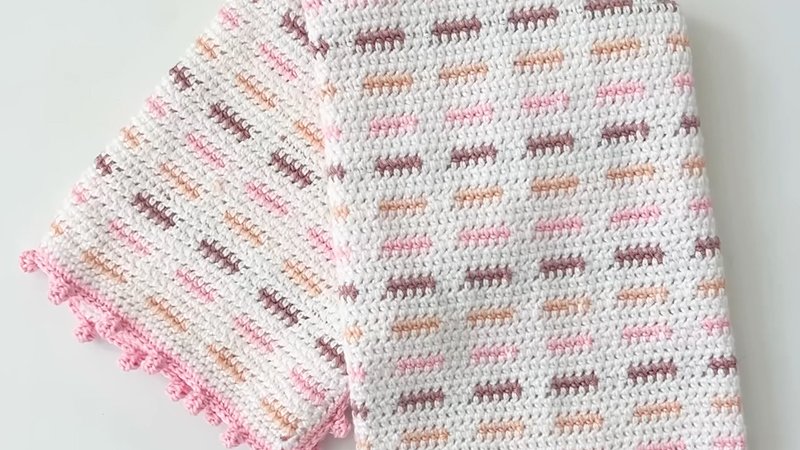 Mini Dash Baby Blanket with Pom Pom Border