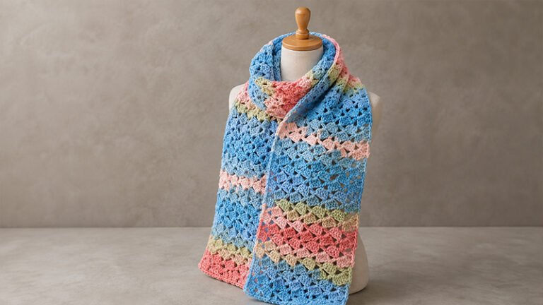 Free One Skein Granny Rows Scarf Pattern
