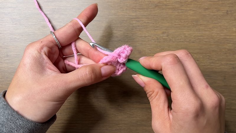 Second Set of Double Crochets and a Treble Crochet