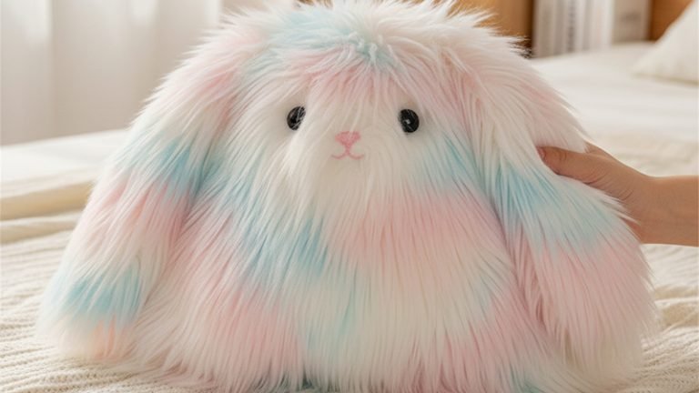 Bunny pillow with the longest softest fur pattern