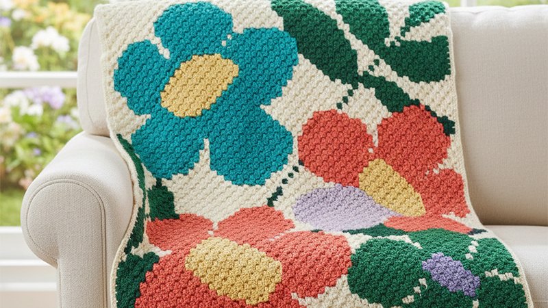 Caron C2C Popping Florals Graphghan Pattern