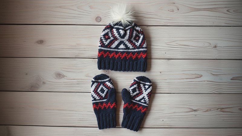 Neva Fair Isle Crochet Hat and Mittens