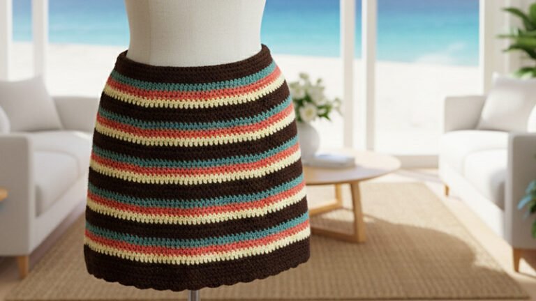 Red Heart Striped Mini Skirt Pattern