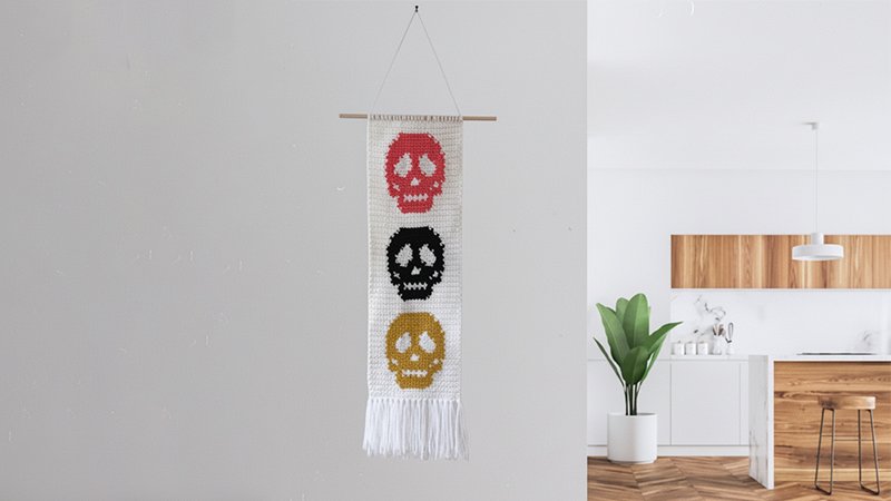 Simple Skull Portrait Tapestry