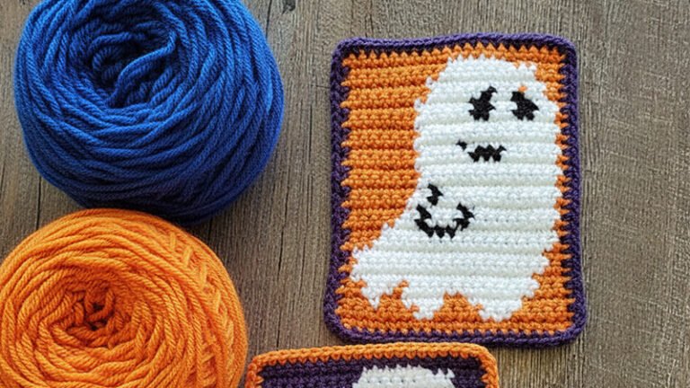 Smiling Ghost Coaster Pattern