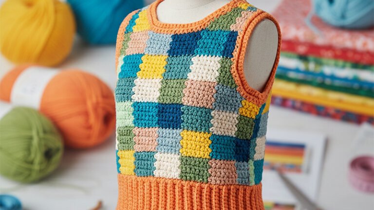Caron Color Block Party Vest Pattern
