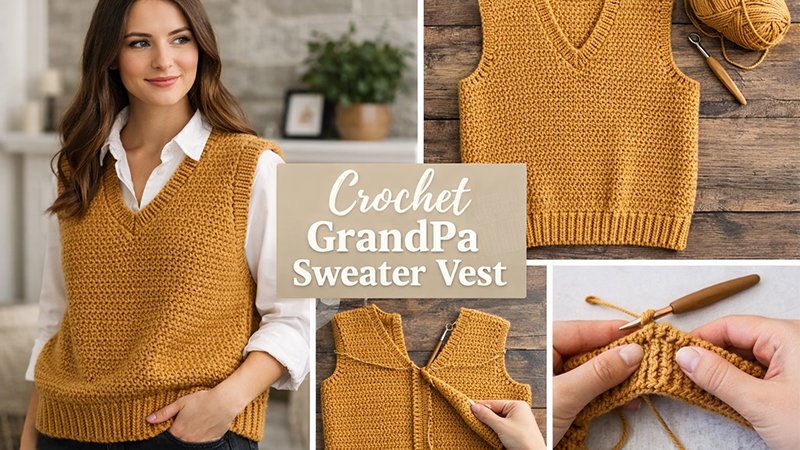 Crochet GrandPa Sweater Vest Pattern