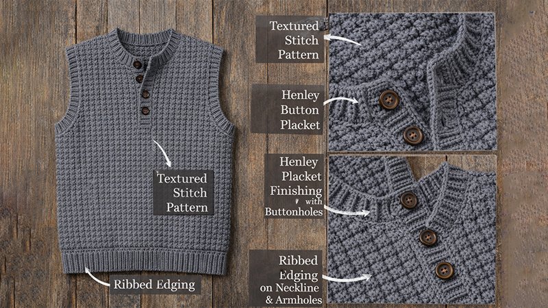 Men’s Textured Henley Vest