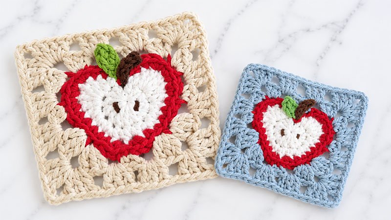 Crochet Apple Granny Square