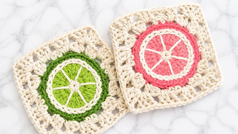 Crochet Citrus Fruits Granny Square