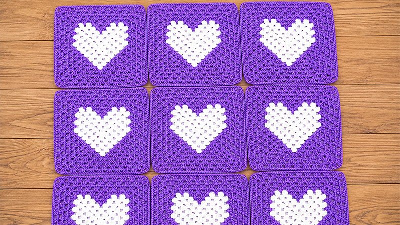 Crochet Large Heart Granny Square