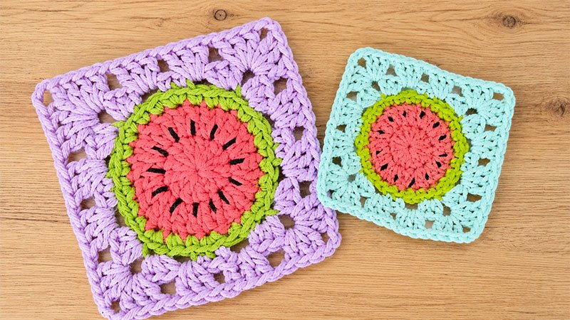 Crochet Watermelon Granny Square