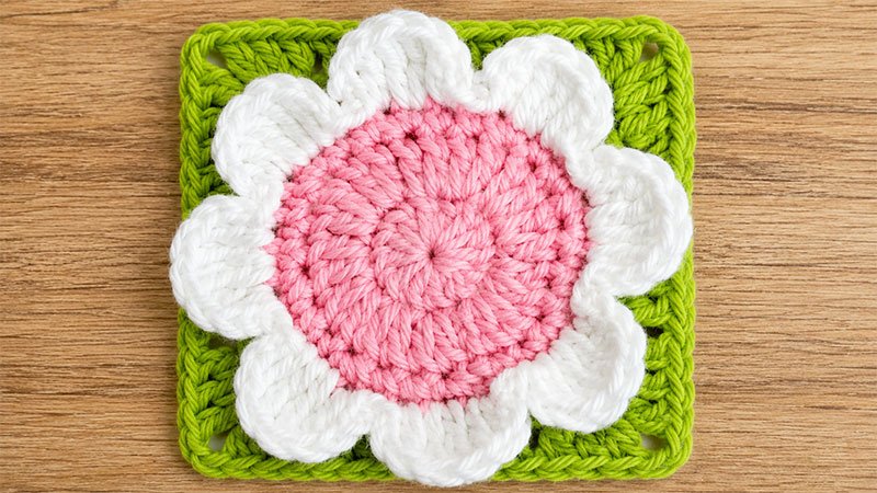 Crochet White Flower Granny Square