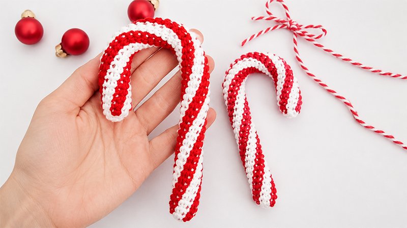 Crochet Candy Cane Amigurumi Ornament