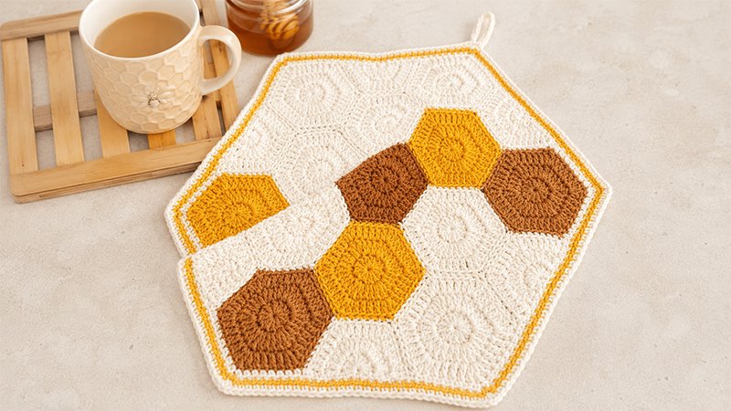 Crochet Hexagon Honeycomb Dishcloth