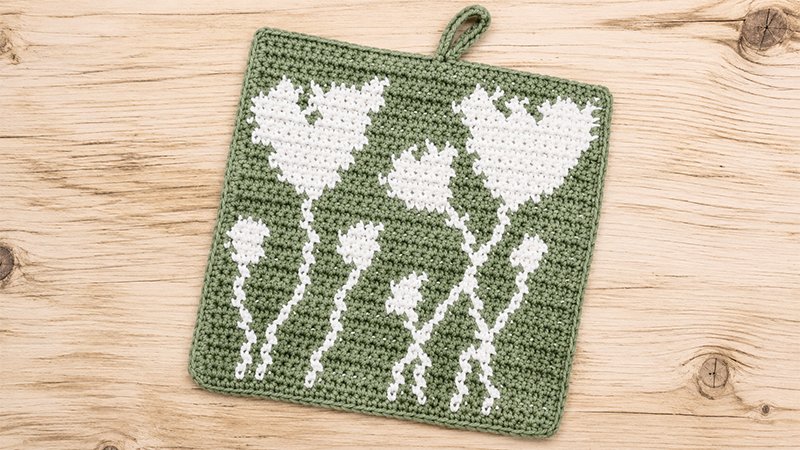 Crochet Poppy Field Potholder