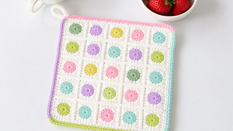 Crochet Scrappy Dots Potholder