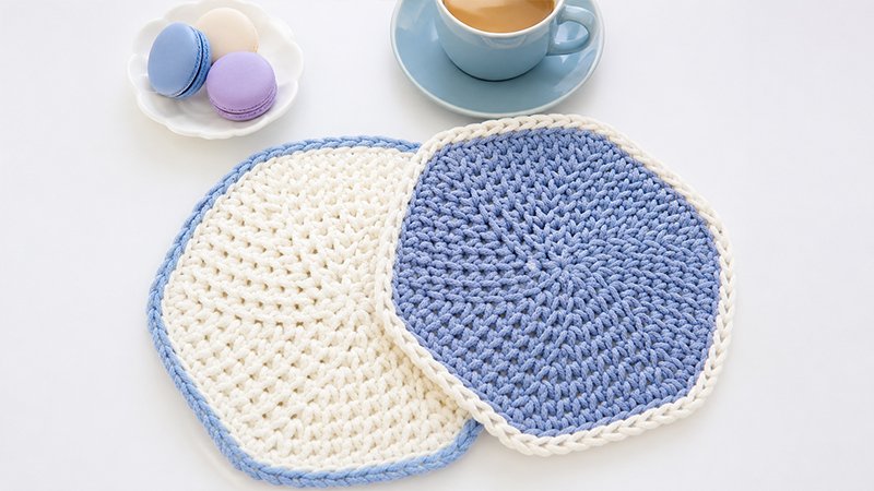 Crochet Simple Knit Stitch Hexagon Trivet