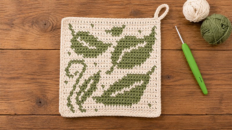 Crochet Swirling Leaves Potholder