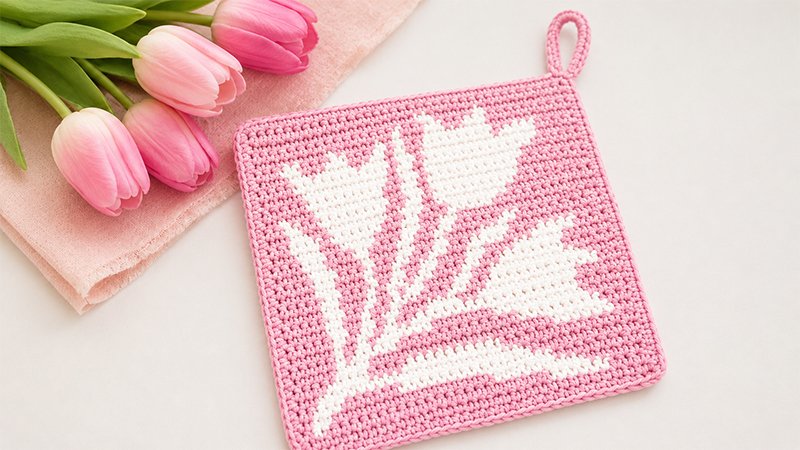 Crochet Tulips Potholder