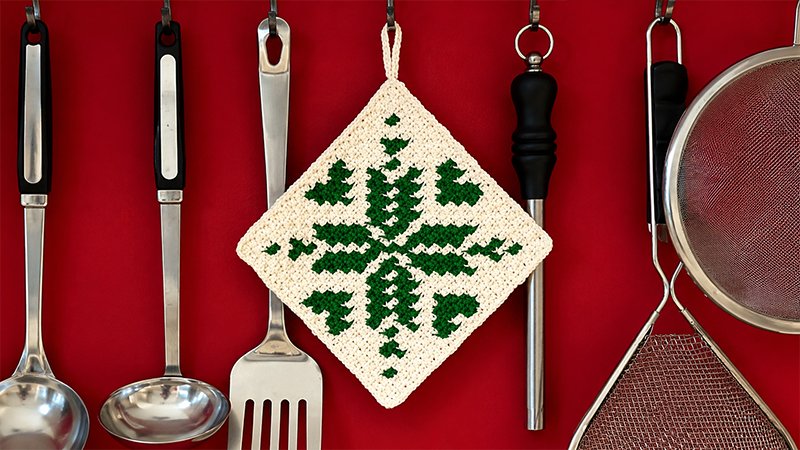 Mini-C2C Crochet Nordic Christmas Potholder