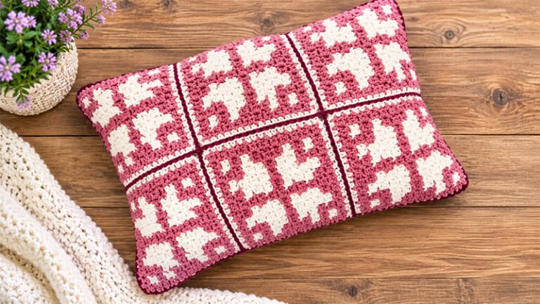 Mini-C2C Crochet Vintage Pillow