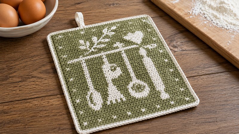 Nana’s Kitchen Tapestry Crochet Potholder
