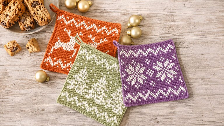 Tunisian Crochet Cross Stitch Christmas Potholders