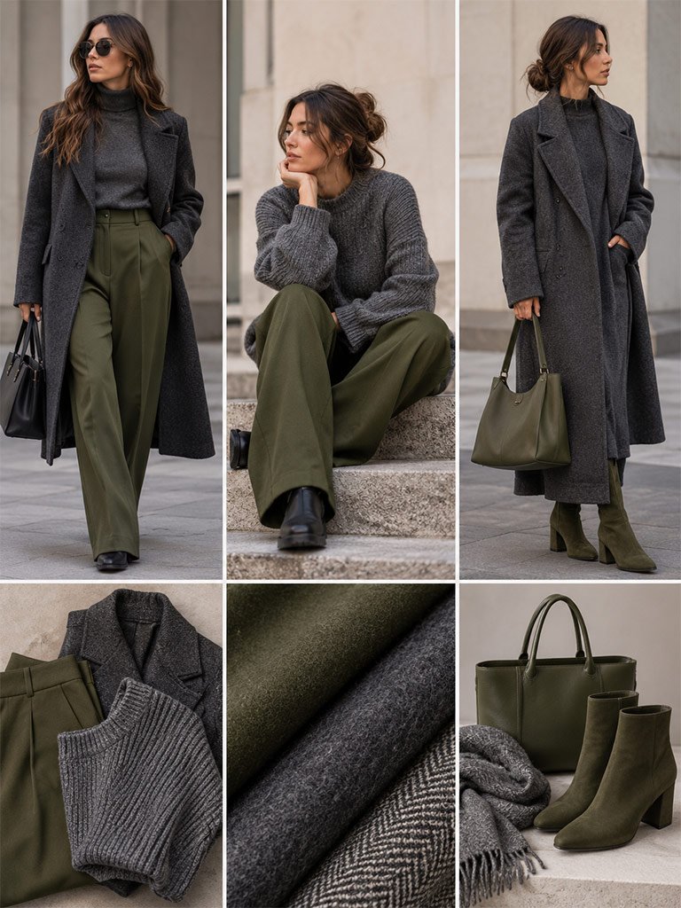 Olive Green + Charcoal Grey