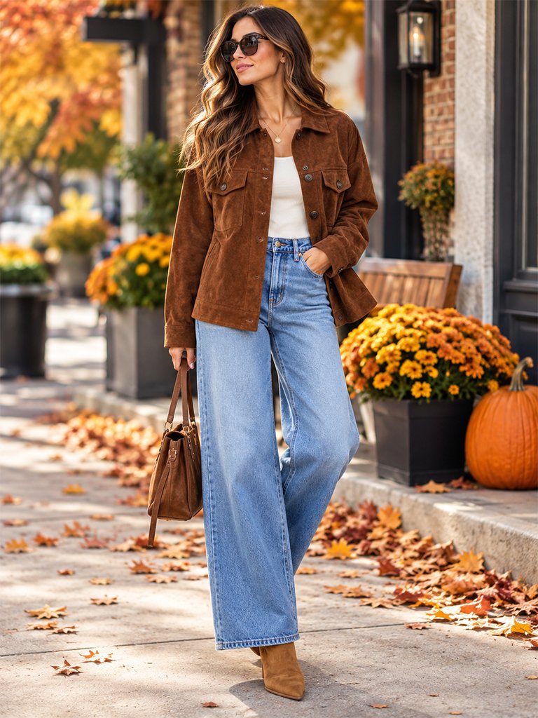 The Suede Shacket and Wide-Leg Denim