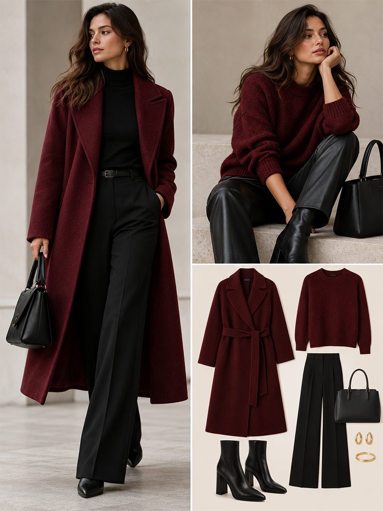 Deep Burgundy + Classic Black