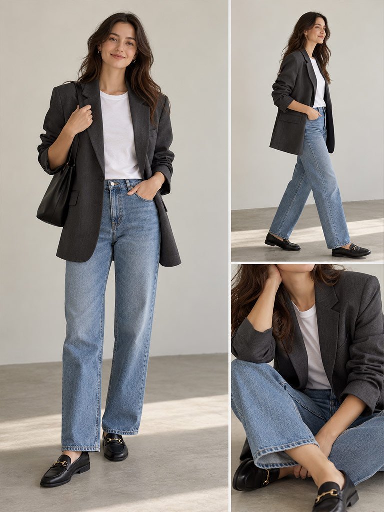 Wear an Oversized Blazer with Relaxed Denim